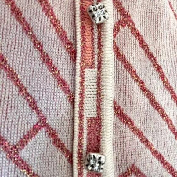 70s Vintage Camela International Pink Sparkle Mod Abstract Knit Cardigan Size M - Picture 11 of 11